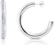 Crislu Princess Cut Cubic Zirconia Hoop Earrings