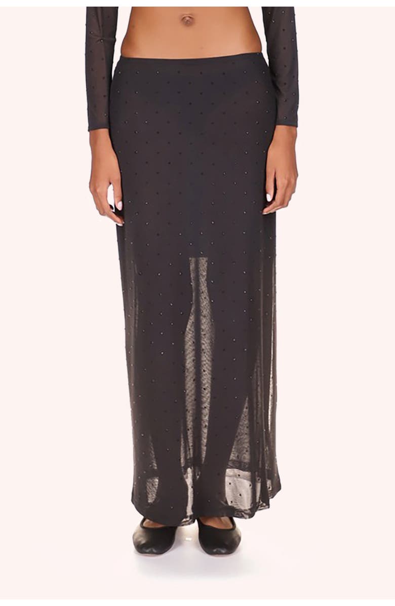 Anna Sui Rhinestone Mesh Skirt, Main, color, Black