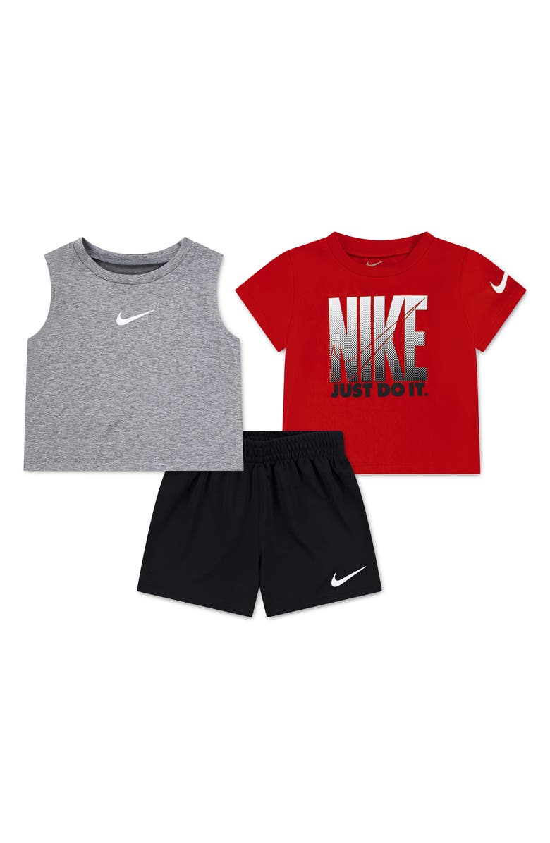 Nike Graphic Tee, Tank & Shorts Set, Main, color, Black