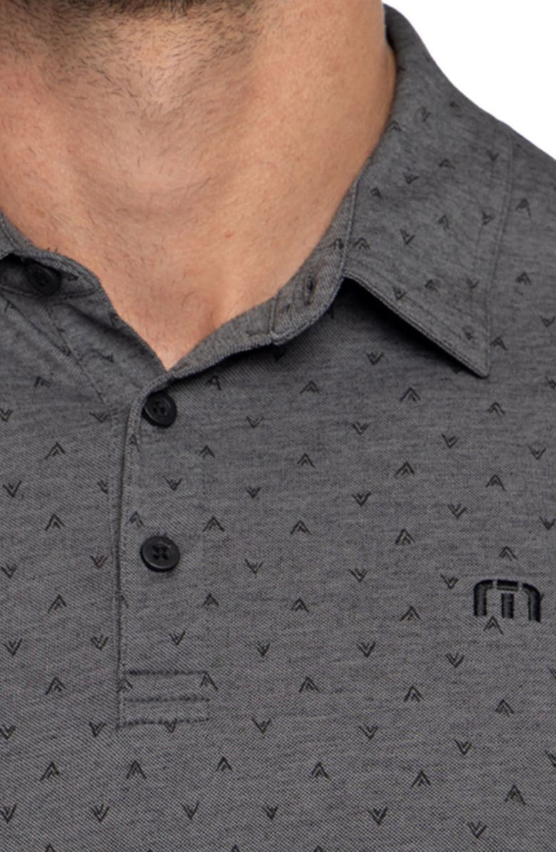 TravisMathew Change of Address Geometric Print Polo, Alternate, color, Heather Dark Grey