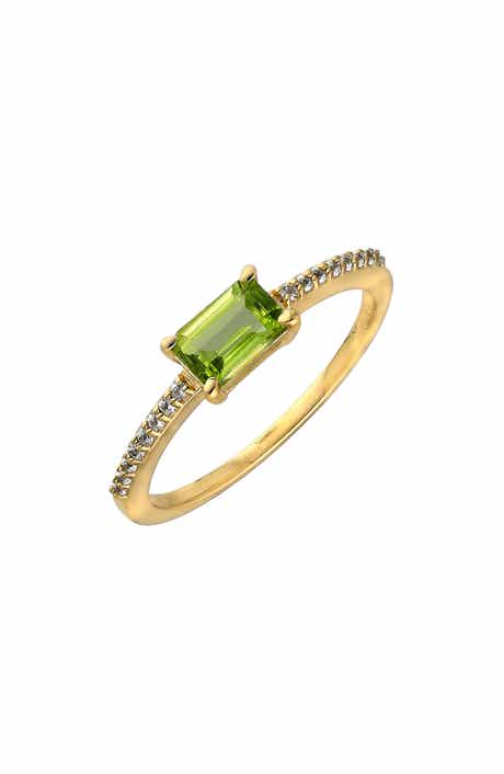 YS GEMS Peridot & White Topaz Ring