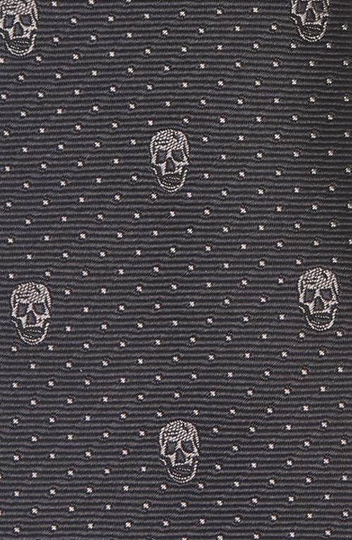 Alexander Mcqueen Skull Silk Tie In Charcoal/grey