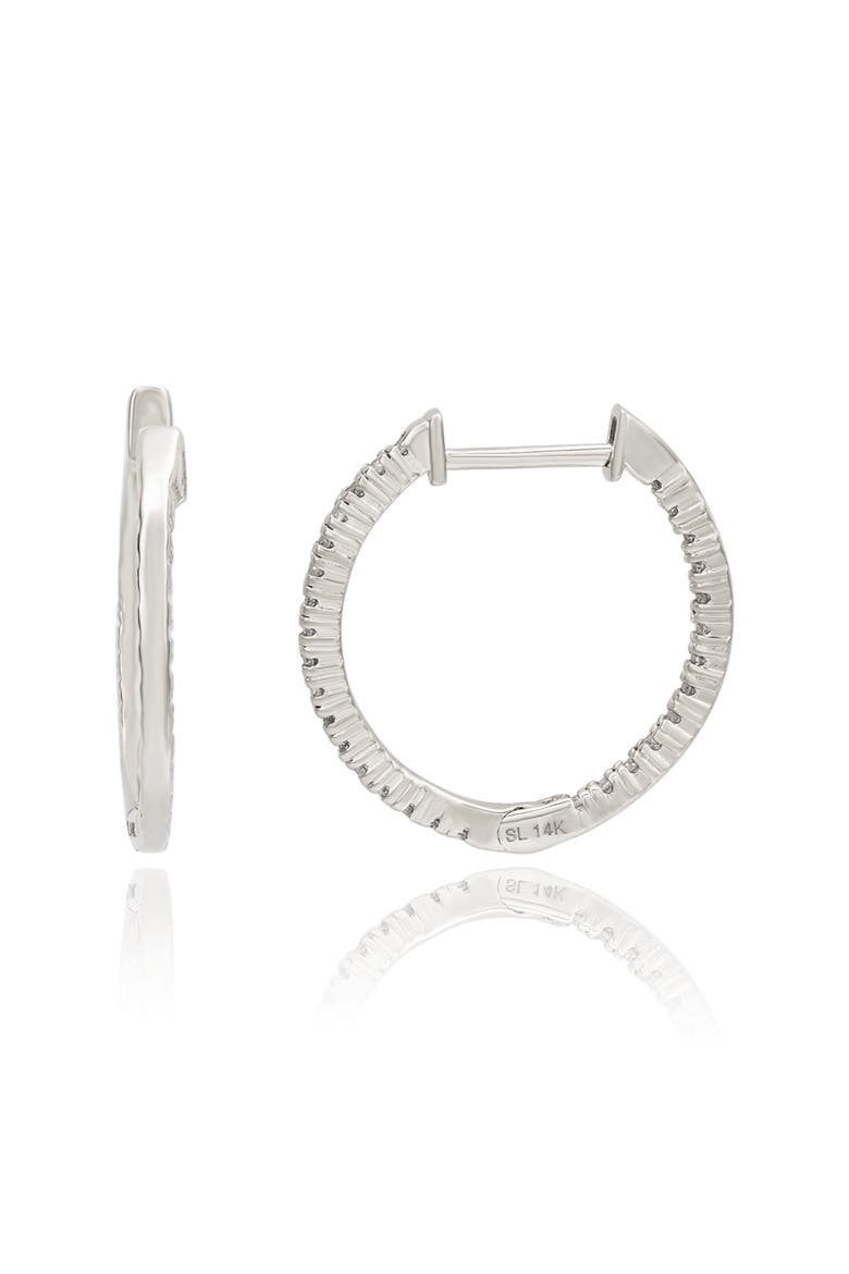 14K Gold 3/4cttw Inside-Out Diamond Huggie Earrings, Alternate, color, White Gold