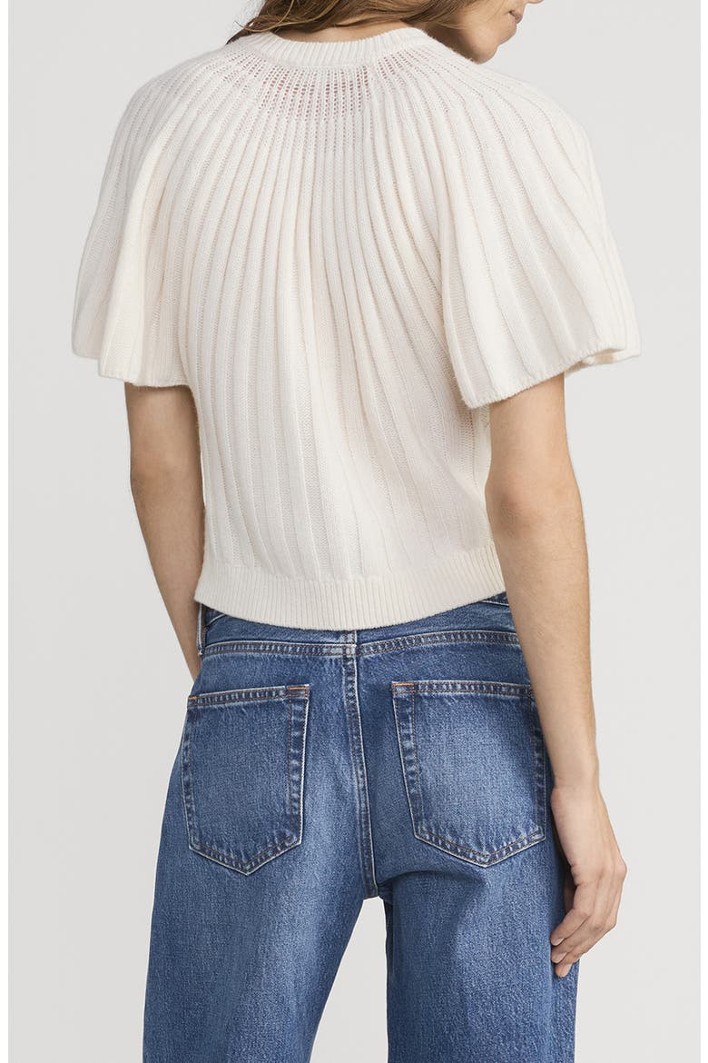 The Flutter Wool & Cashmere Short Sleeve Cardigan, Alternate, color, CREAM