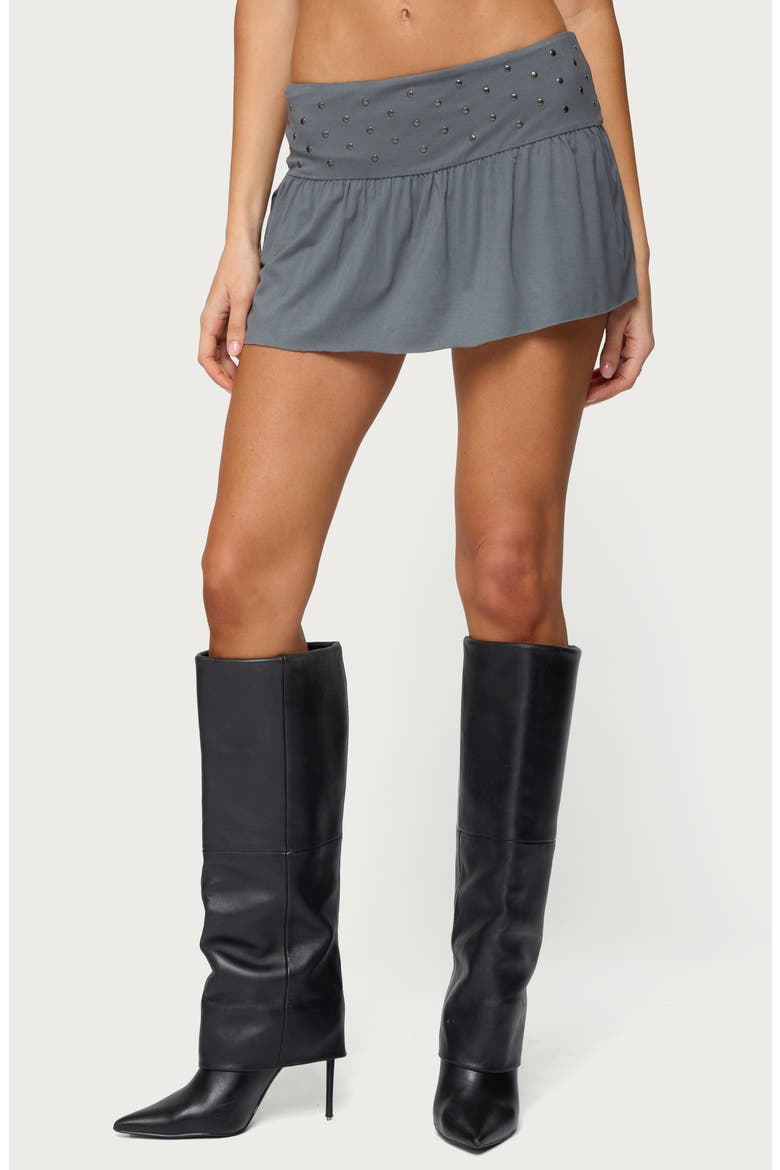 Klara Studded Miniskirt, Main, color, GRAY