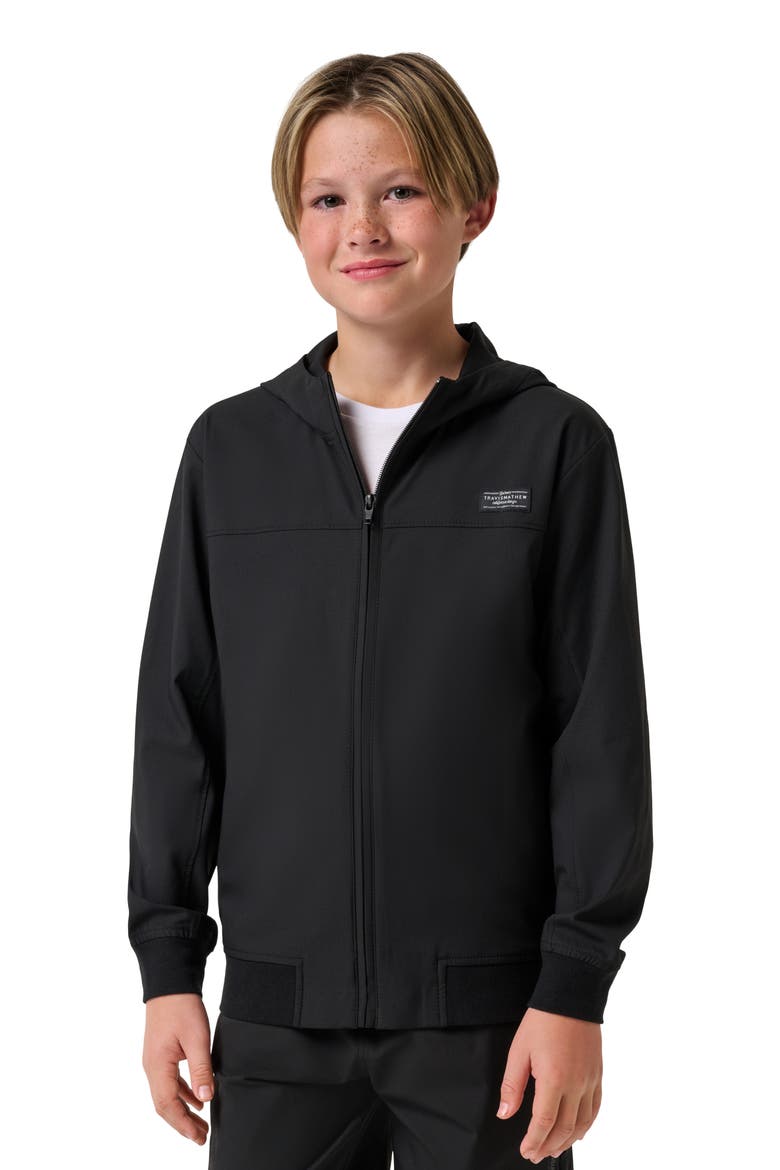 Kids' Y Wanderlust Hooded Zip-Up Golf Jacket, Main, color, BLACK