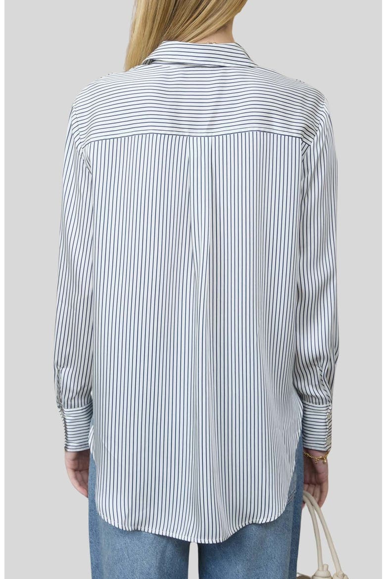 Stripe Button-Up Shirt, Alternate, color, NAVY