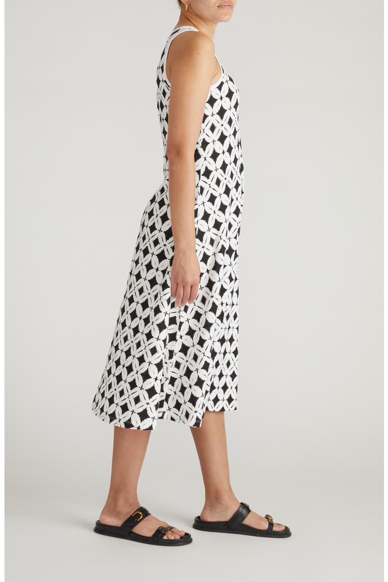 Sardinia Cotton Tank Dress, Alternate, color, BLACK/ WHITE FLOWER BED PRINT