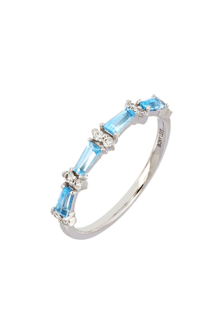 Blue Topaz & Diamond Stacking Ring (Nordstrom Exclusive), Main, color, WHITE GOLD/ BLUE TOPAZ