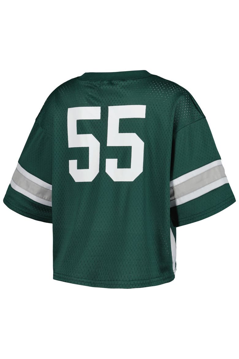 Women's Established & Co. #55 Green Michigan State Spartans Fashion Boxy Cropped Football Jersey, Alternate, color, Green