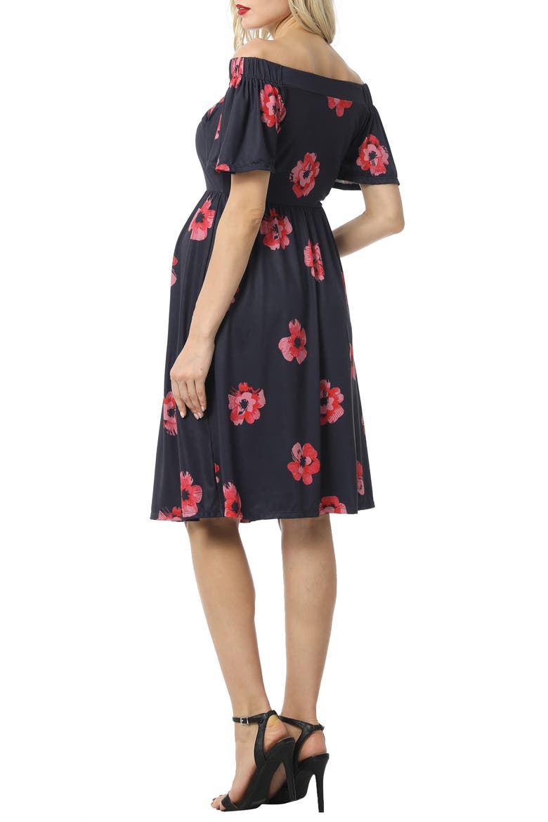 Pamela Off the Shoulder Maternity Dress, Alternate, color, NAVY