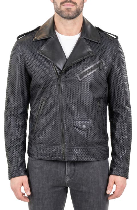 Perforated Leather Moto Jacket