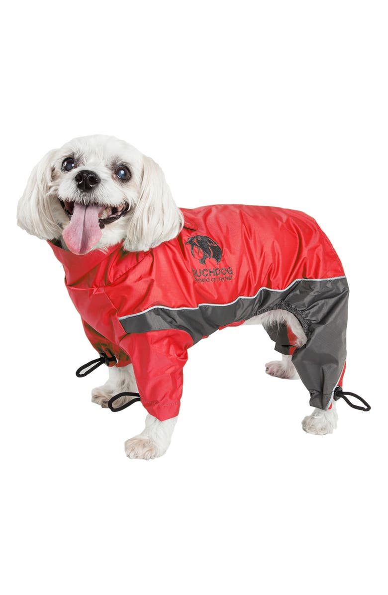 TOUCHDOG Quantum-Ice Full-Bodied Adjustable and 3M Reflective Dog Jacket - Medium, Alternate, color, Red Charcoal Grey
