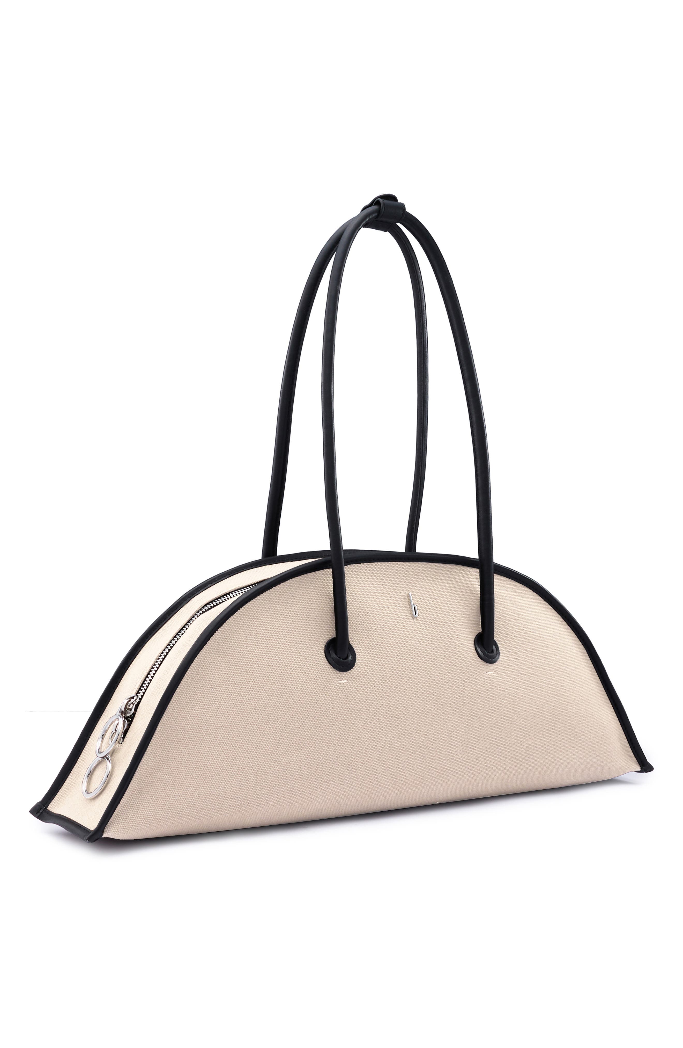 Laverne Canvas Bowler Bag, Alternate, color, SAND/ BLACK
