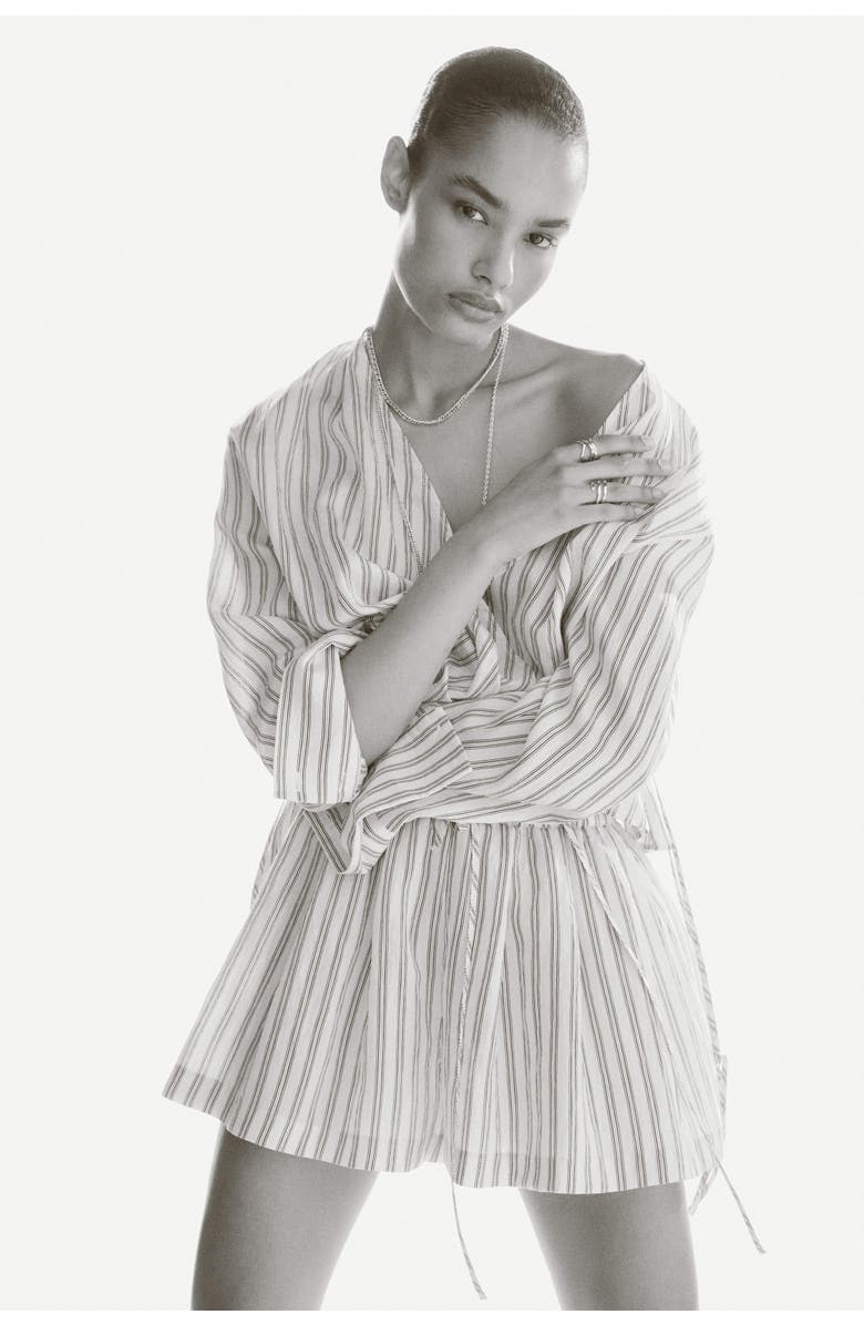 H&M Wrap Shirt, Alternate, color, Light Beige/Striped