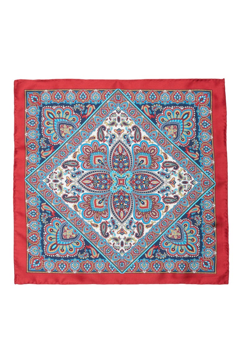 Paisley Silk Pocket Square, Alternate, color, RED