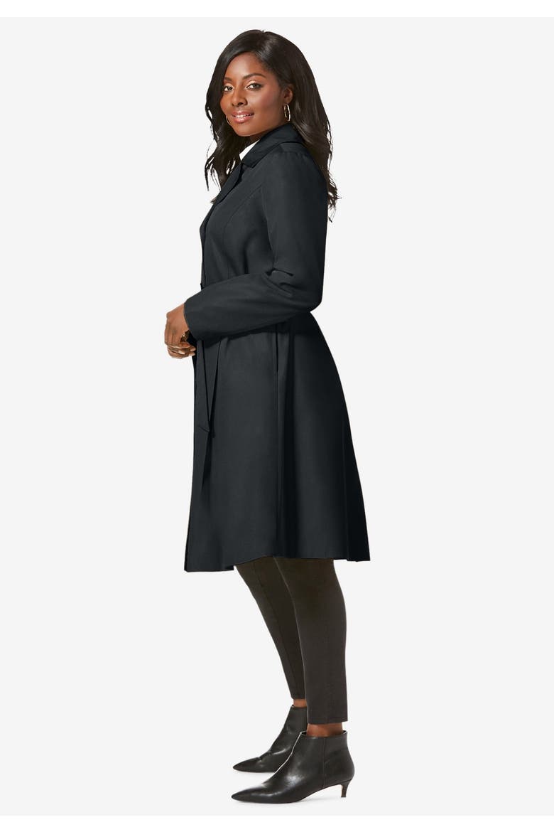 Pleated Trench Coat, Alternate, color, BLACK