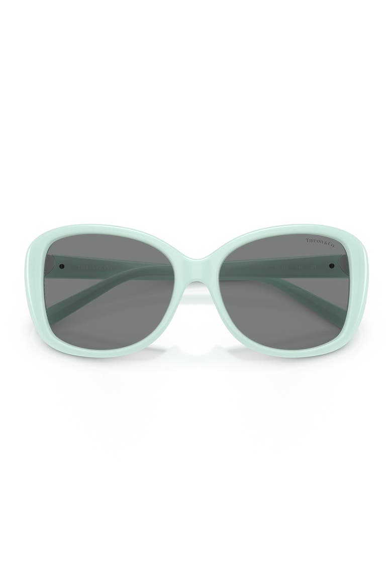 56mm Pillow Sunglasses, Alternate, color, TIFFANY BLUE / DARK GREY