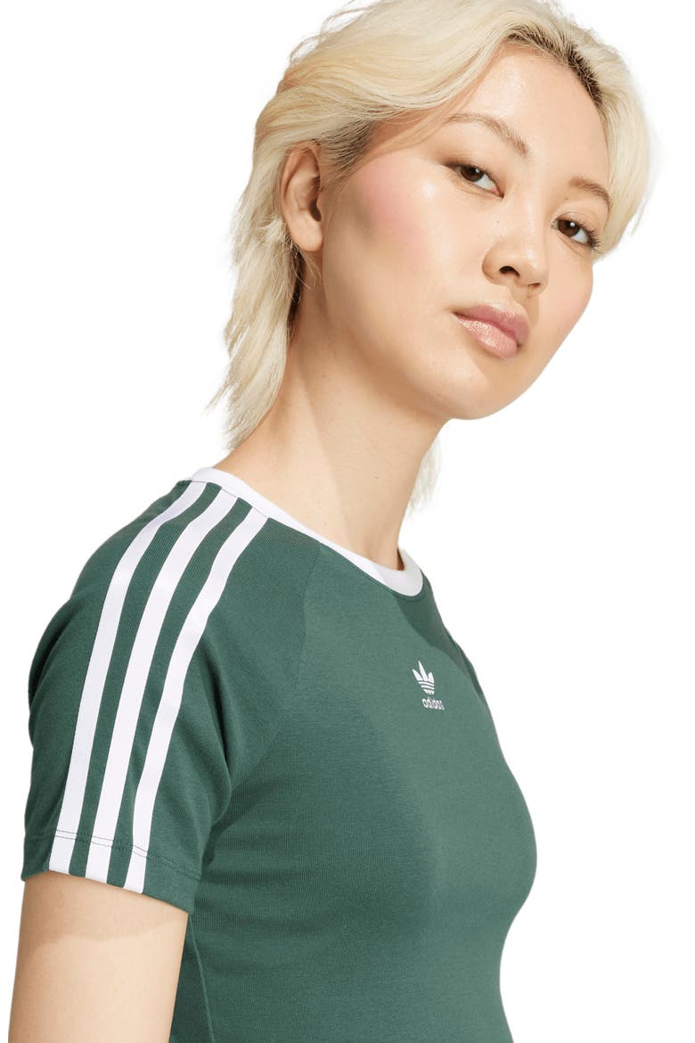 Adicolor 3-Stripes Crop T-Shirt, Alternate, color, MINERAL GREEN