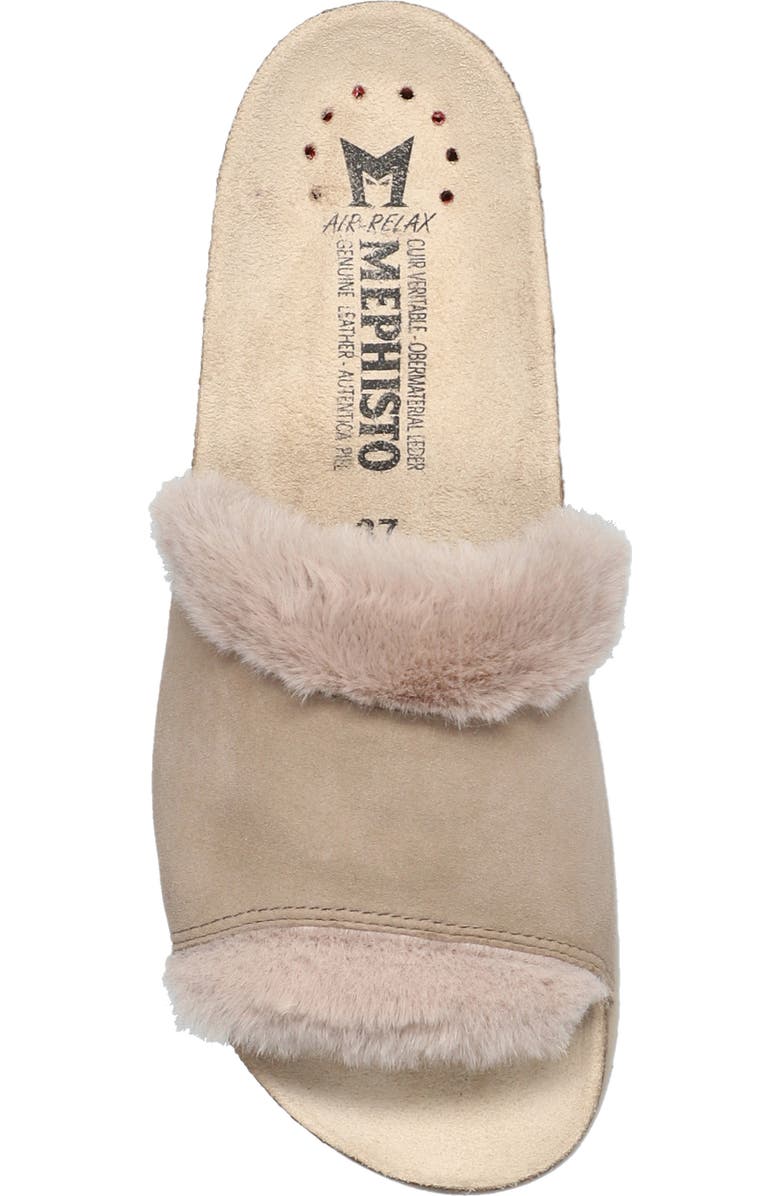 Mephisto Hemeline Faux Fur Slide Sandal, Alternate, color, Light Taupe