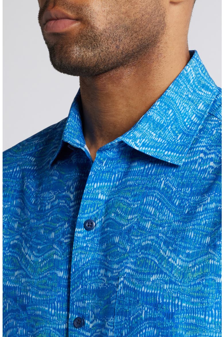 Bahama Coast Monte Rio Geo IslandZone® Short Sleeve Button-Up Shirt, Alternate, color, CABO BLUE