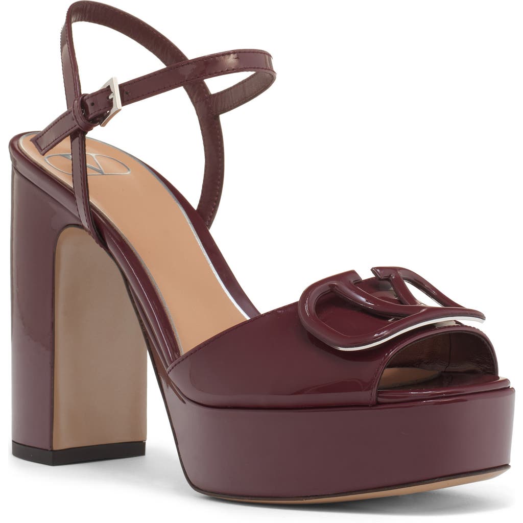 Valentino Vlogo 115 Patent Platform Sandal In Burgundy