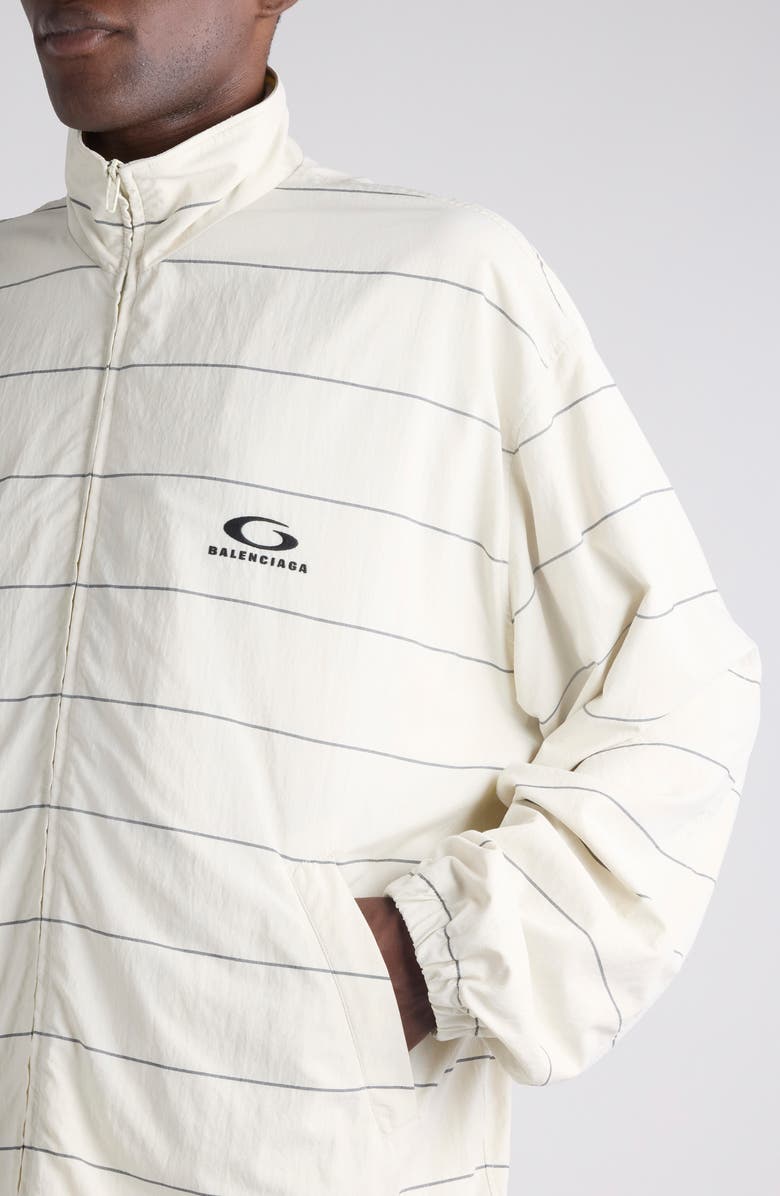 Balenciaga Stripe Track Jacket, Alternate, color, Dirty White/ Black