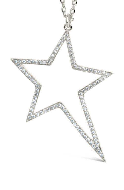 Sterling Forever Statement Cubic Zirconia Star Outline Pendant Necklace In Silver