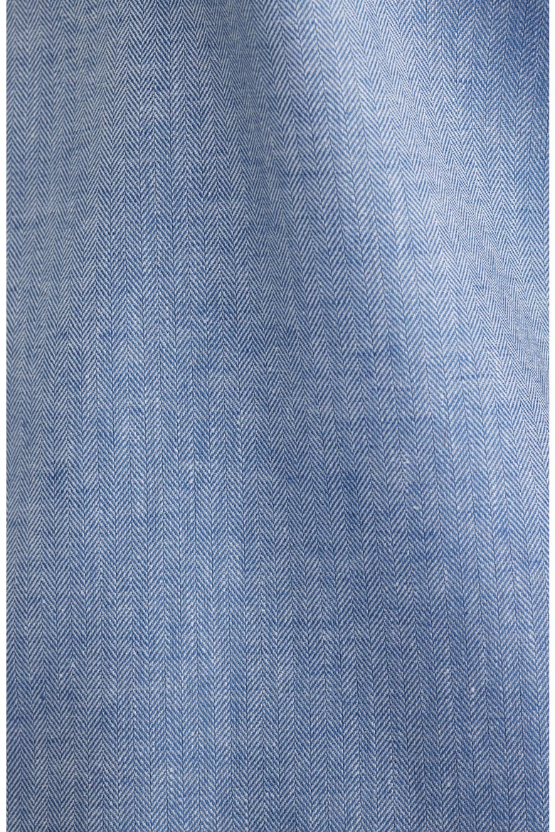 Trim Fit Premium Linen Blend Herringbone Dress Shirt, Alternate, color, BLUE CHAMBRAY HERRINGBONE