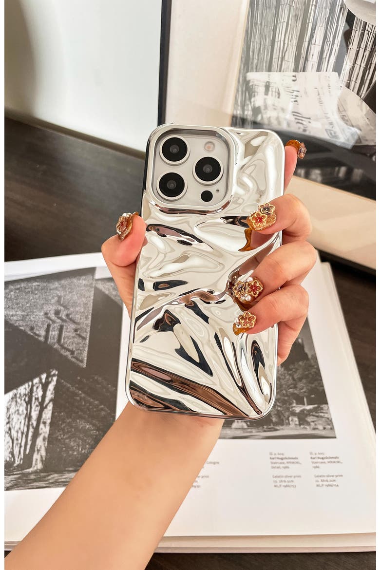 Silver Crinkle iPhone 15 Pro Max Case, Alternate, color, SILVER