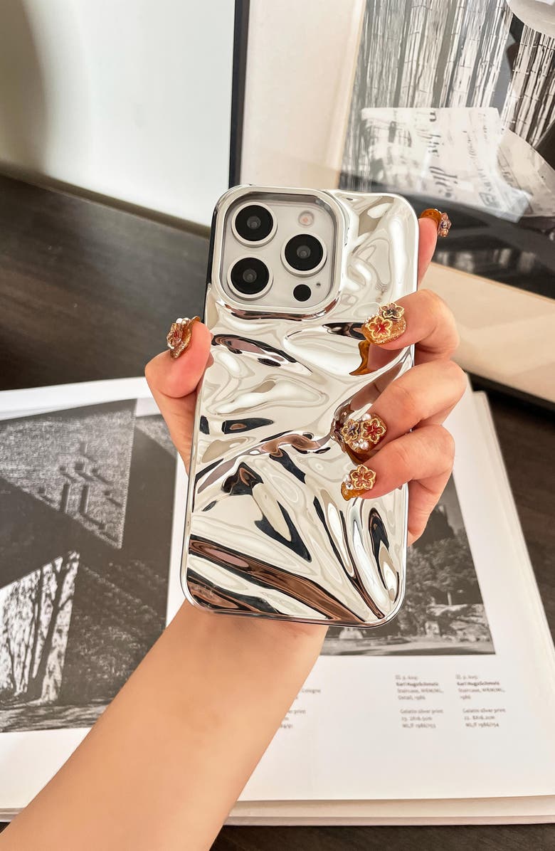 Auramma Silver Crinkle iPhone 15 Pro Max Case, Alternate, color, Silver