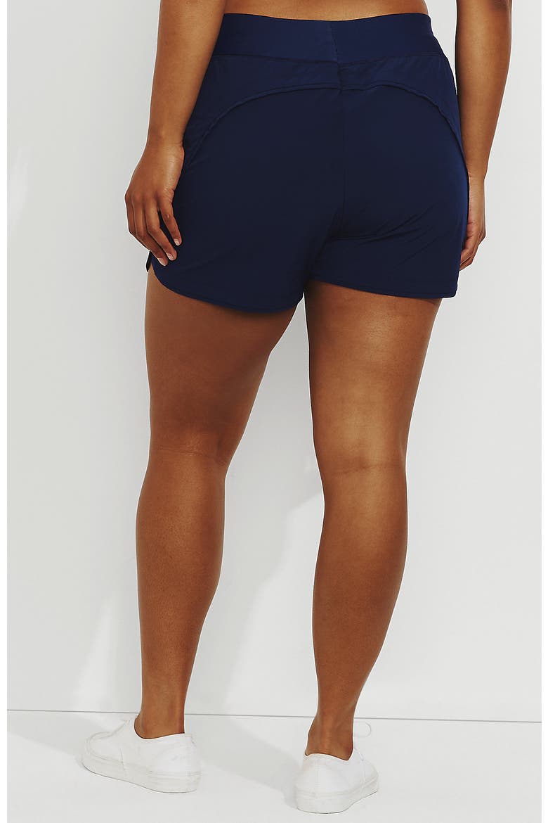 3" Quick Dry Elastic Waist Board Shorts Swim Cover-up Shorts with Panty, Alternate, color, Deep Sea Navy