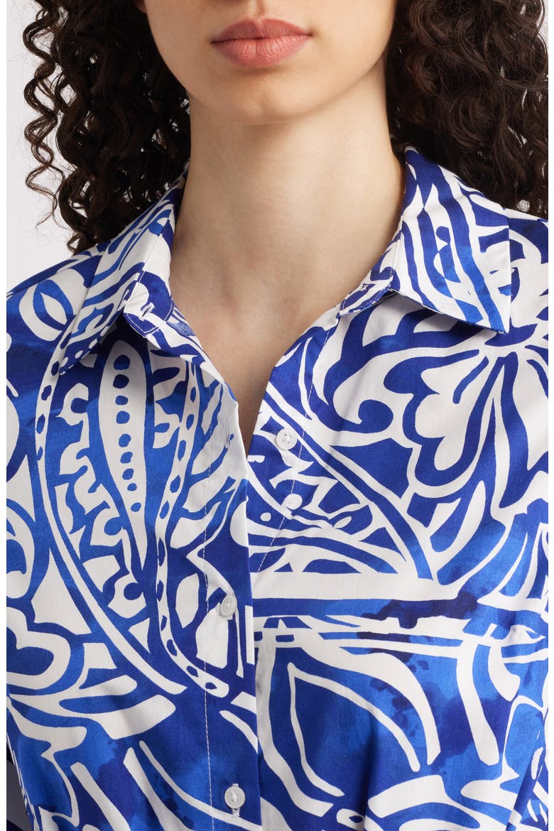 Collar Tie Waist Long Sleeve Dress, Alternate, color, BLUE MULTI