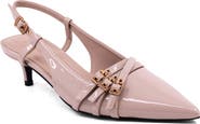 SHUSHOP Nadja Pointed Toe Kitten Heel Slingback Pump