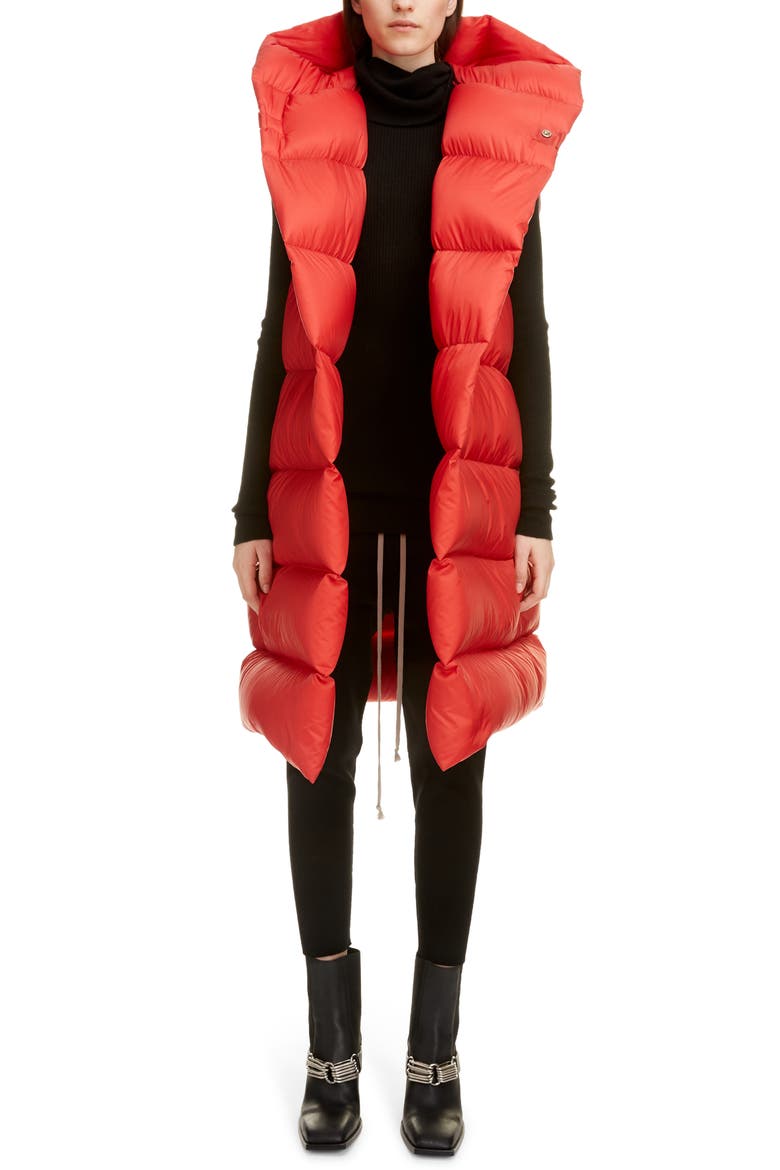 Oversized Down Puffer Vest, Alternate, color, RED