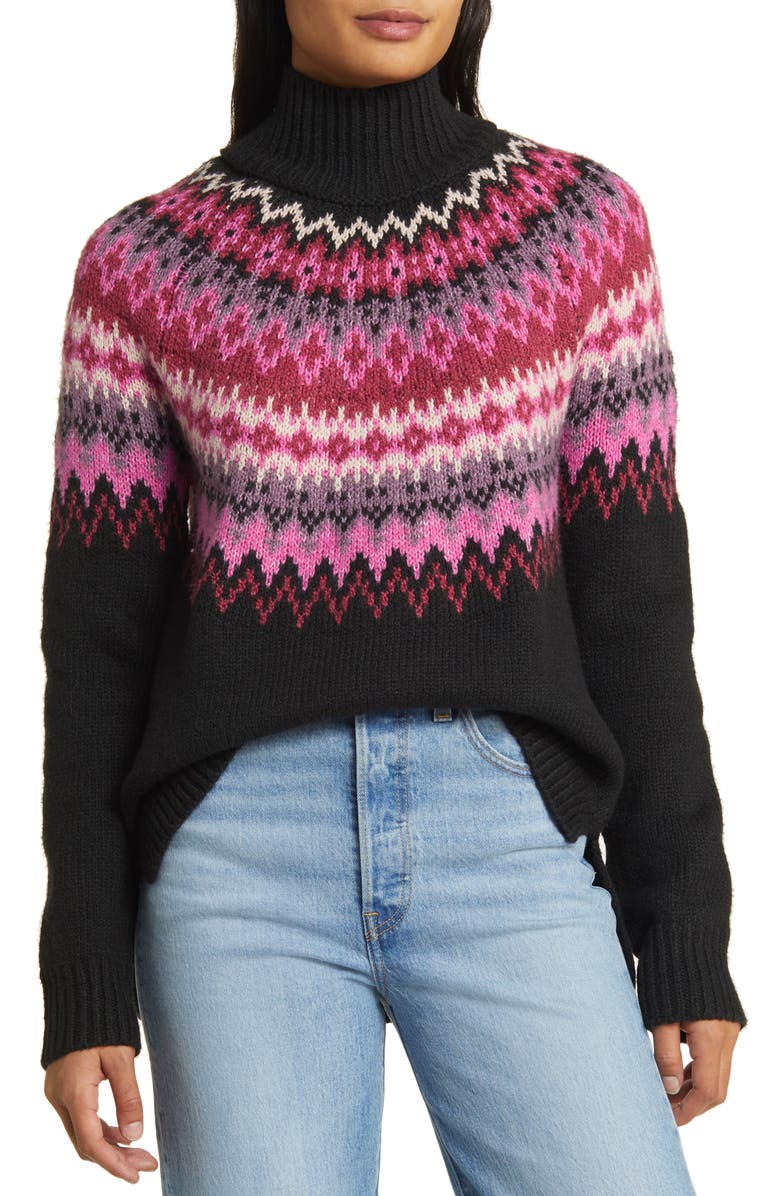 Lucky Brand Fair Isle Turtleneck Sweater, Main, color, 