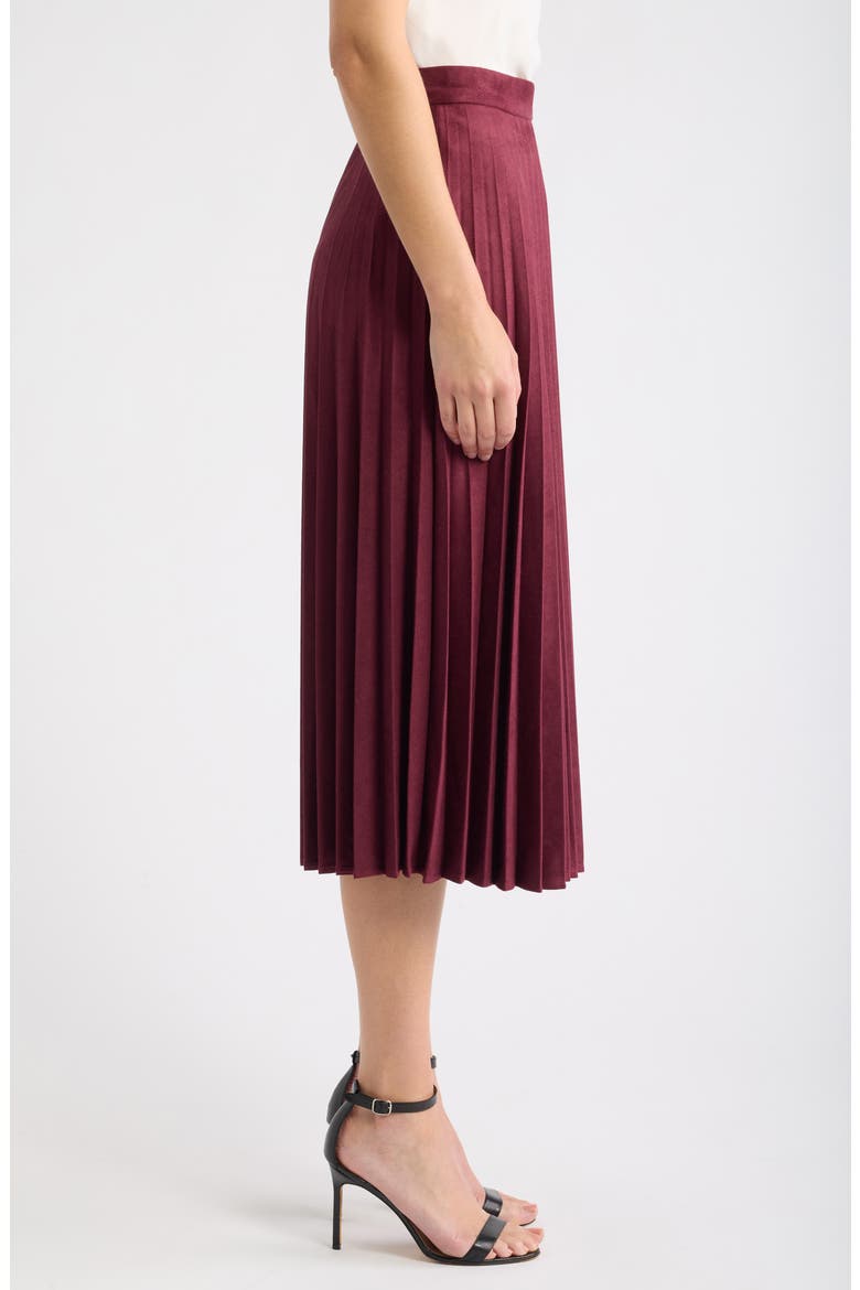 Faux Suede Pleated Skirt, Alternate, color, CRANBERRY