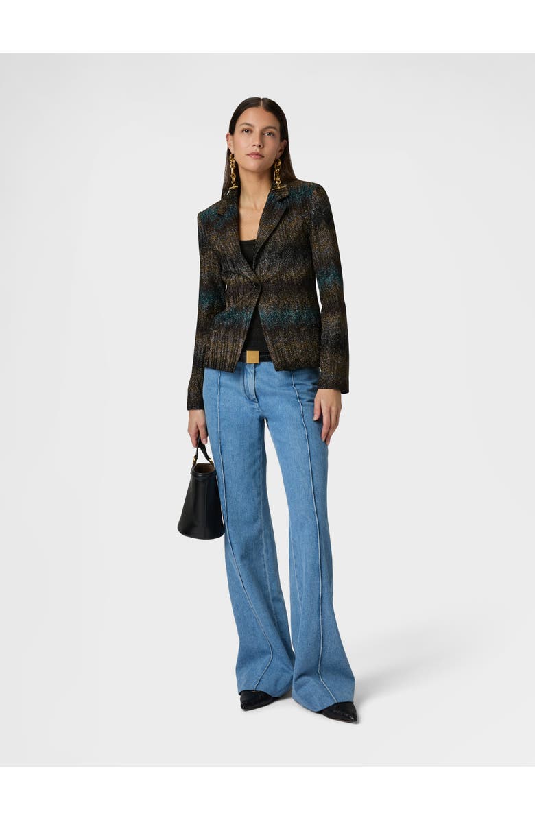 Missoni Slim Blazer In Viscose Lamé Snake Motif, Alternate, color, Blue