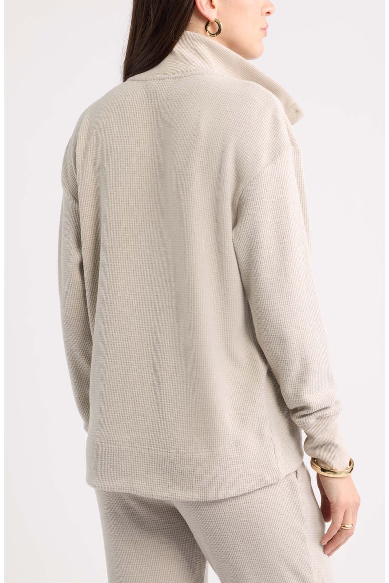 Waffle Button Front Sweatshirt, Alternate, color, TAN DOESKIN HEATHER
