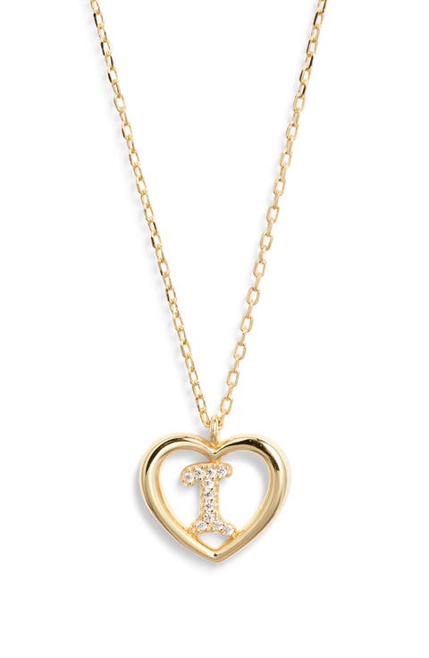 Heart Cubic Zirconia Initial Pendant Necklace