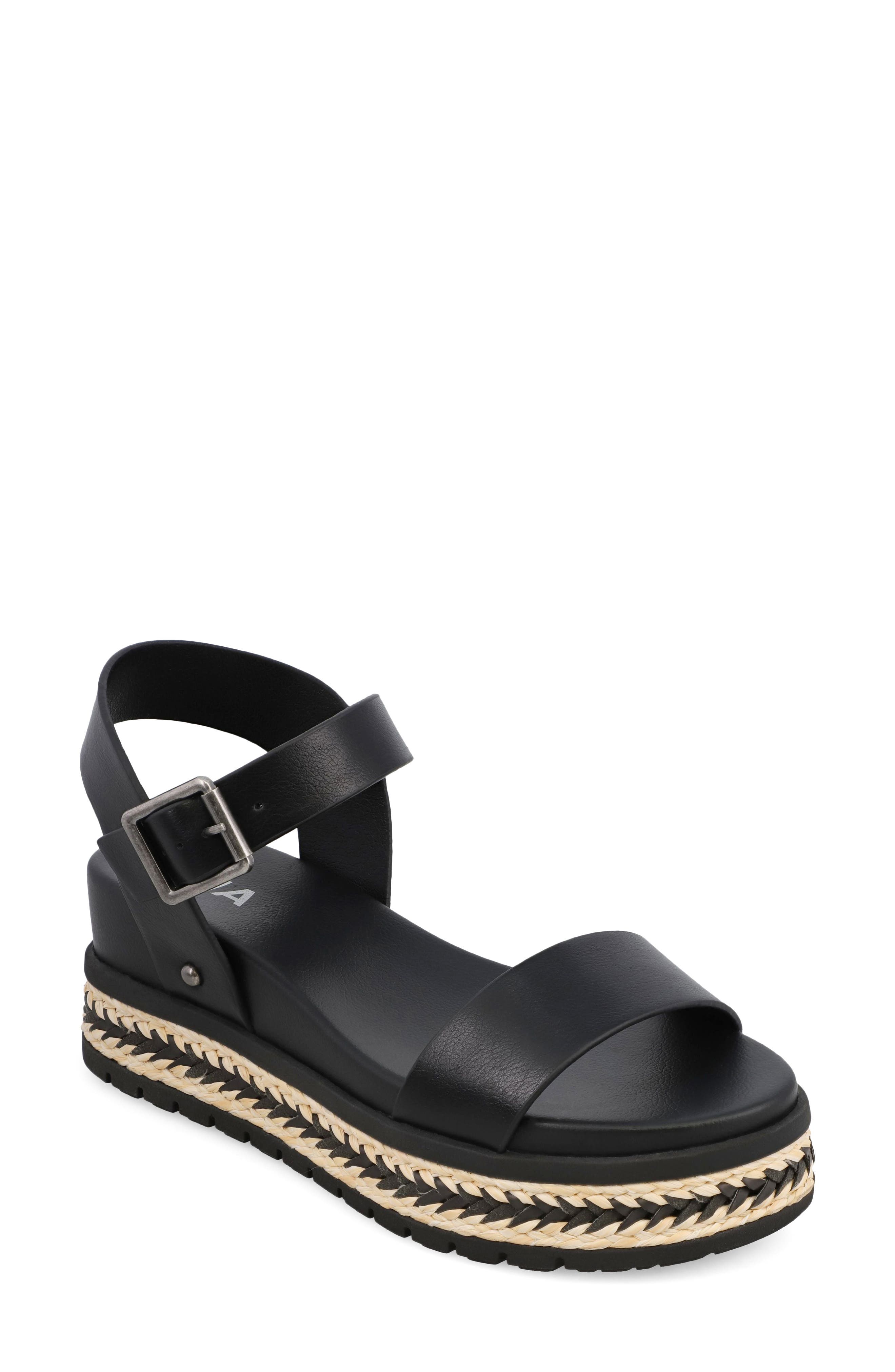 MIA Kiera Ankle Strap Platform Wedge Sandal, Main, color, Black/ Natural