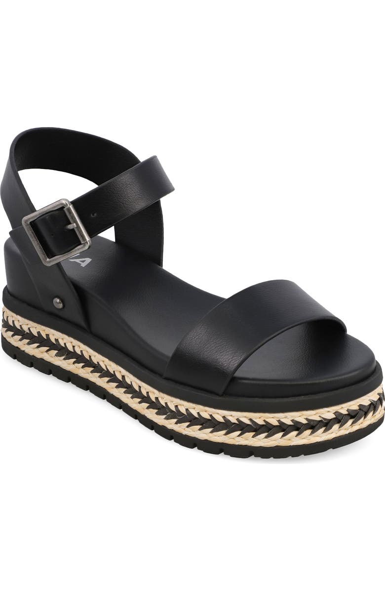 MIA Kiera Ankle Strap Platform Wedge Sandal, Main, color, Black/ Natural