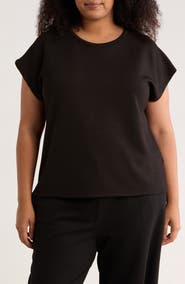 T Tahari Cap Sleeve Scuba Knit T-Shirt
