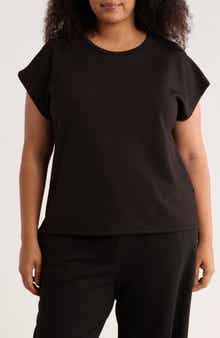 T Tahari Cap Sleeve Scuba Knit T-Shirt
