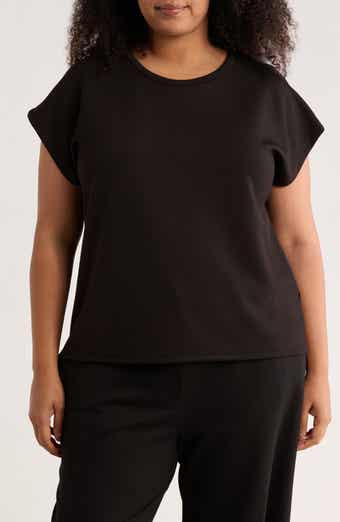 T Tahari Cap Sleeve Scuba Knit T-Shirt
