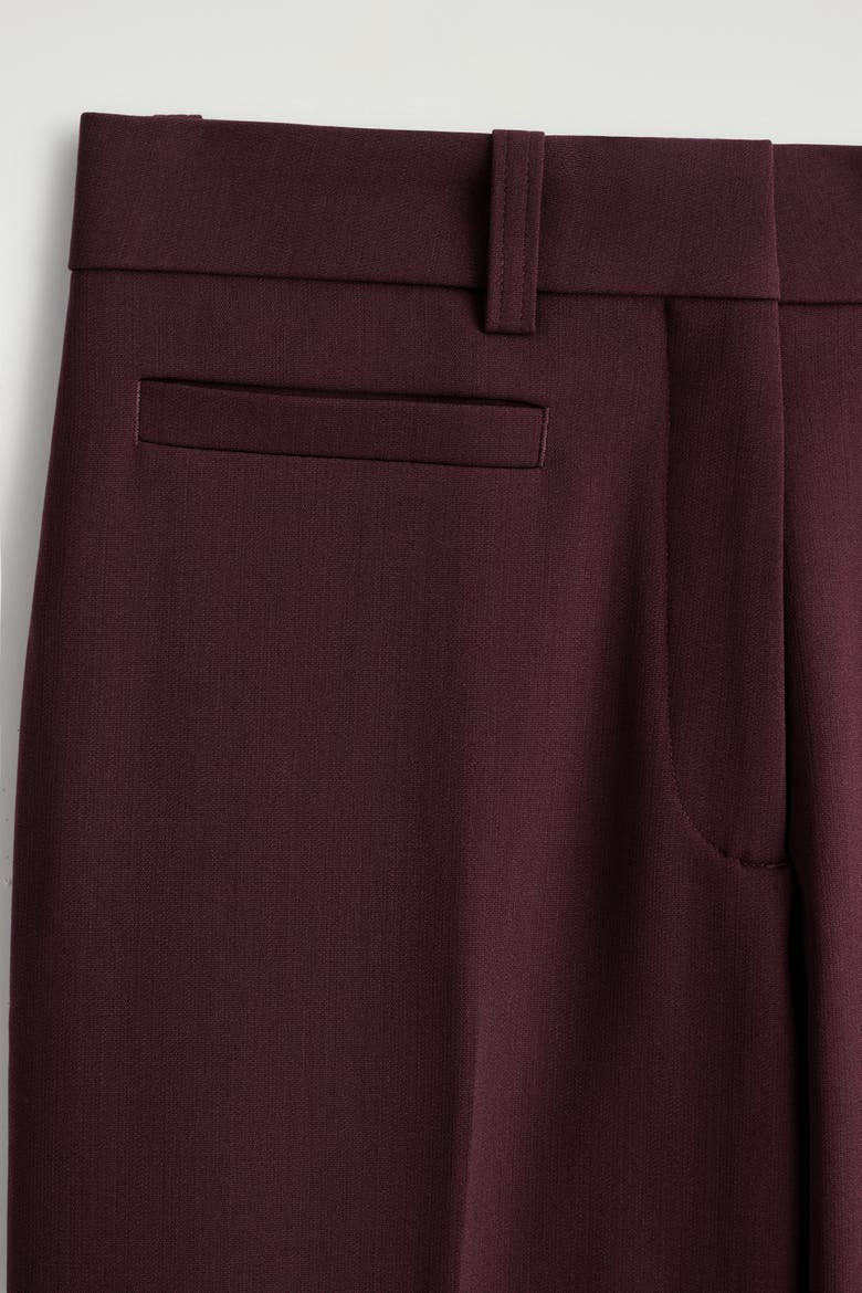 Wool-Blend Straight-Leg Pants, Alternate, color, BURGUNDY