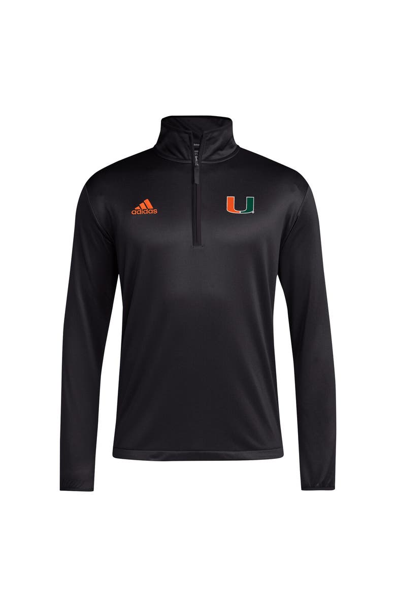 adidas Men's adidas Black Miami Hurricanes 2024 Coaches Sideline Quarter-Zip Top, Alternate, color, Black