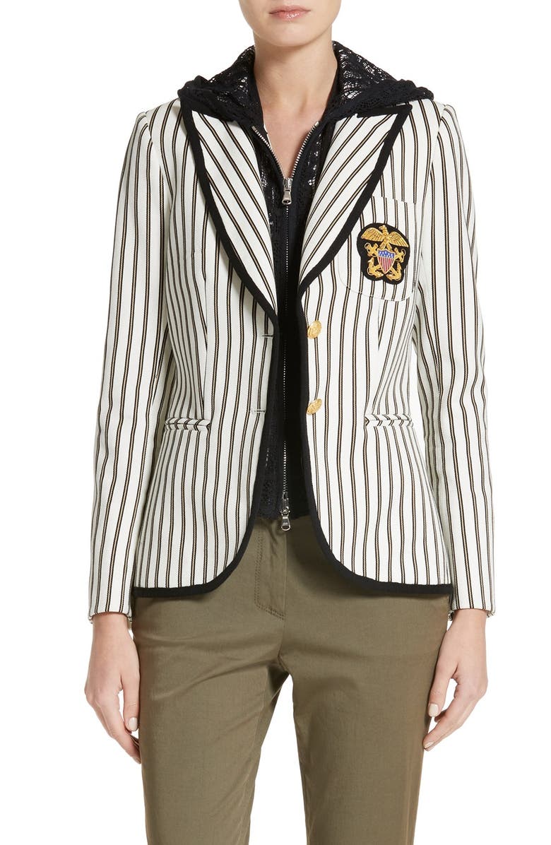 Veronica Beard Spirit Stripe Cotton Blazer, Main, color,