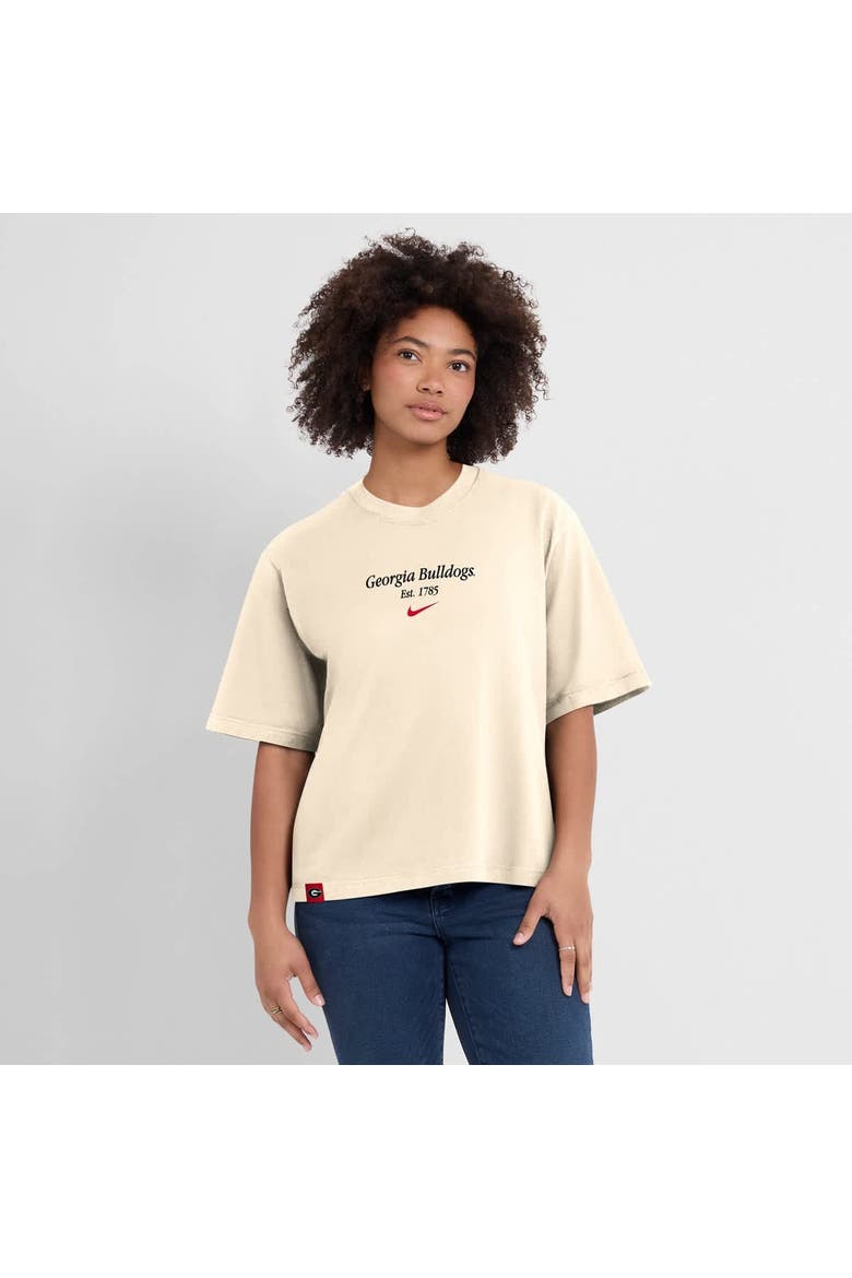 Women's Nike Tan Georgia Bulldogs Established Tag Boxy T-Shirt, Main, color, Tan