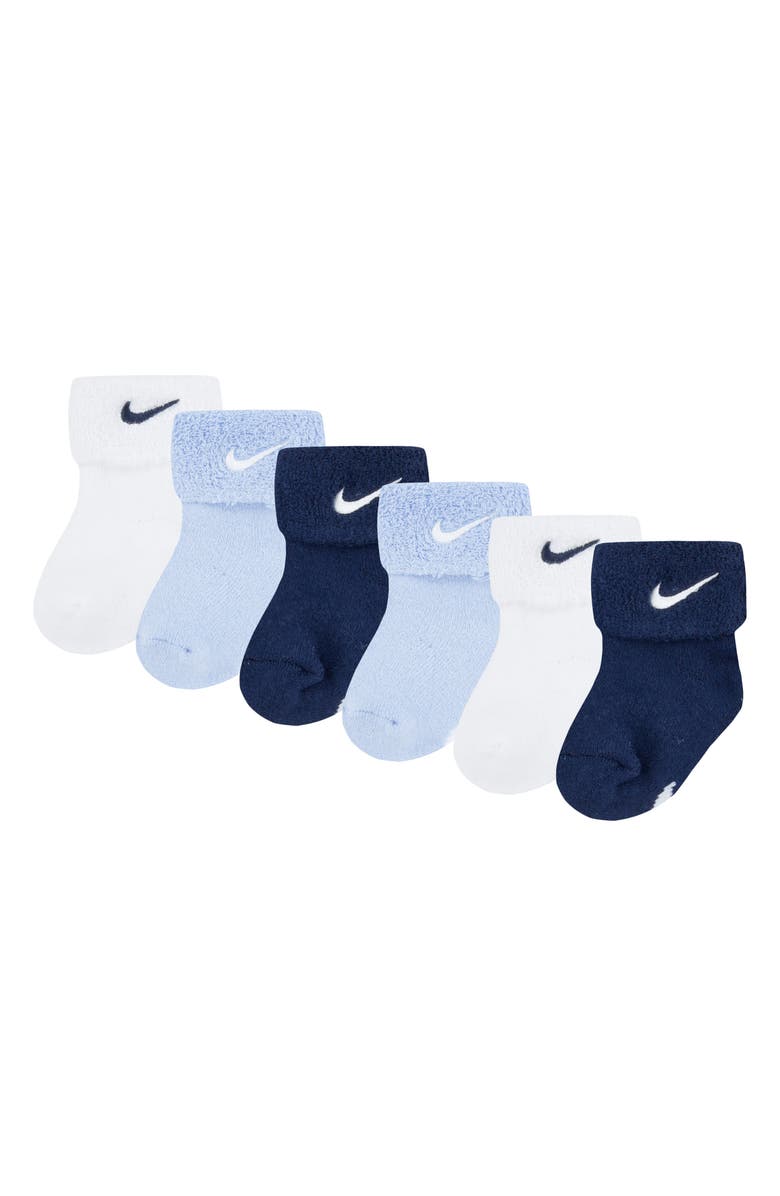 Nike 6-Pack Cuffed Terry Bootie Socks, Main, color, Cobalt Bliss